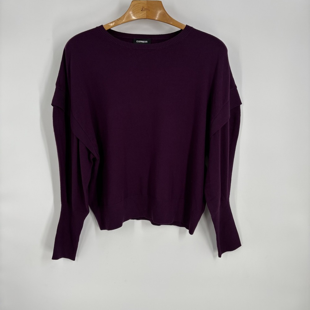Express Sweater Womens XL Purple Crewneck Long Sleeve Pullover Knit Soft New Tag